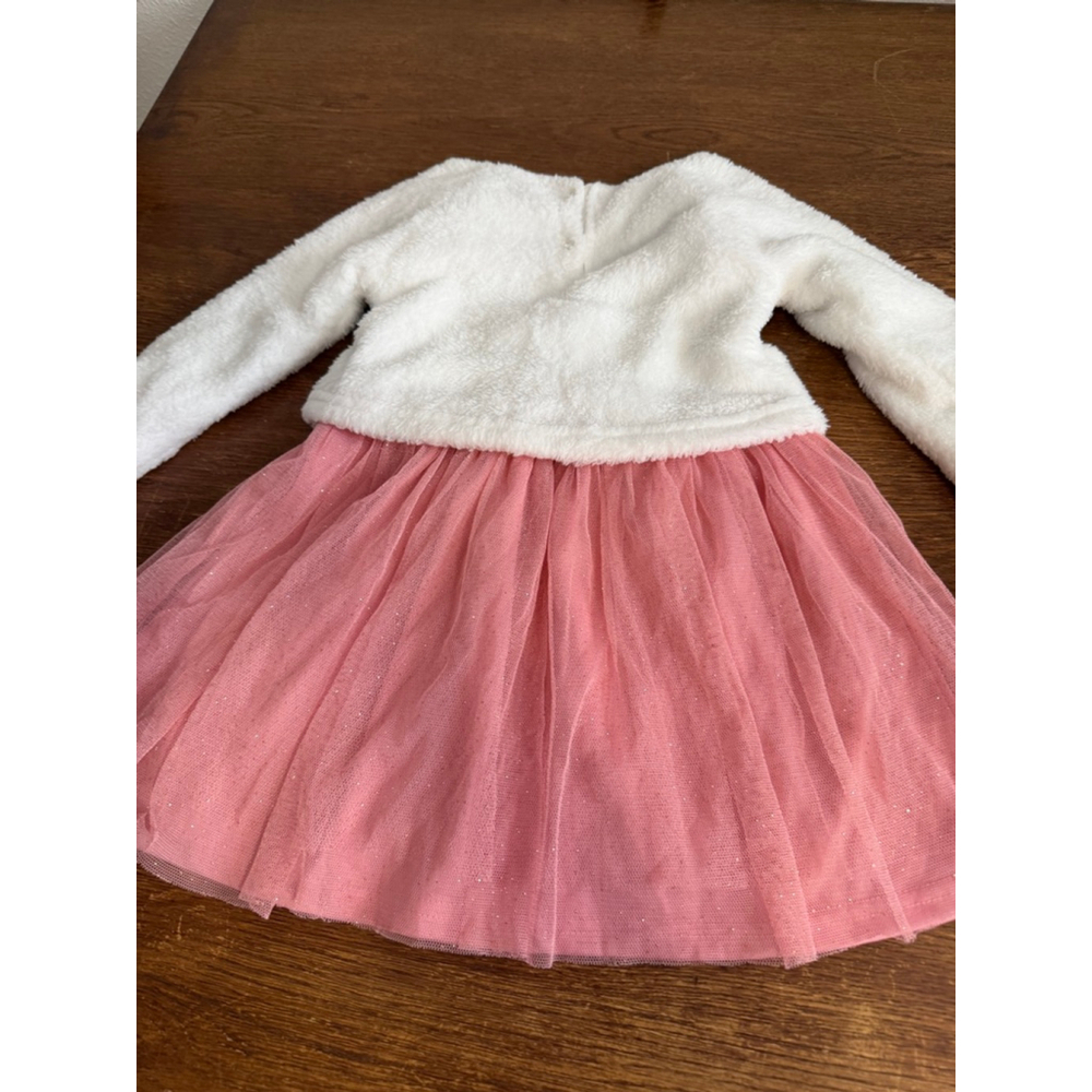 Little Lass Girls 3T Bear Face Faux Fur Pink Tulle Dress Holiday Party - Picture 6 of 6